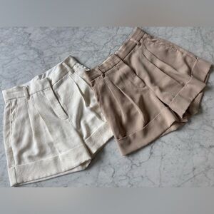 Elegant Women's Shorts in Cream and Tan